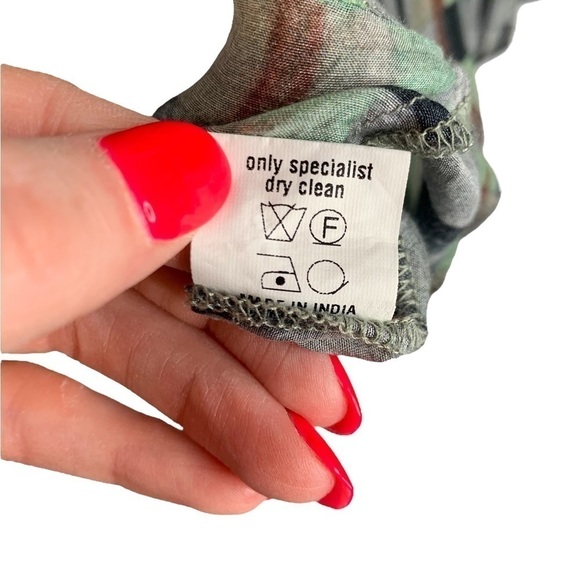 Anthropologie Lightweight Green Multi Color Checkered Long Sleeve Blouse - Picture 8 of 10